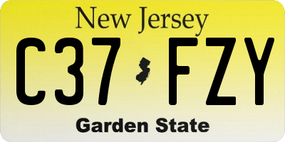 NJ license plate C37FZY