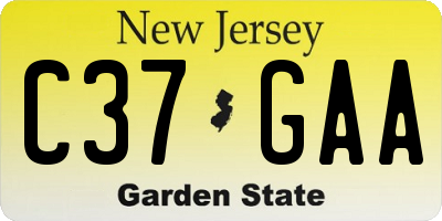 NJ license plate C37GAA