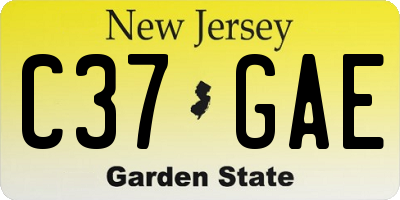 NJ license plate C37GAE