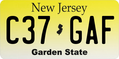 NJ license plate C37GAF