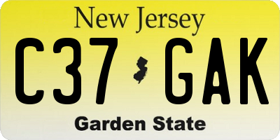 NJ license plate C37GAK