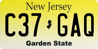 NJ license plate C37GAQ