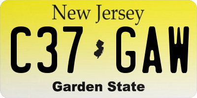 NJ license plate C37GAW