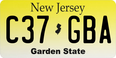 NJ license plate C37GBA