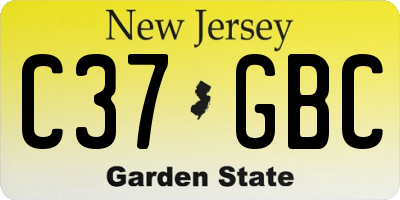 NJ license plate C37GBC