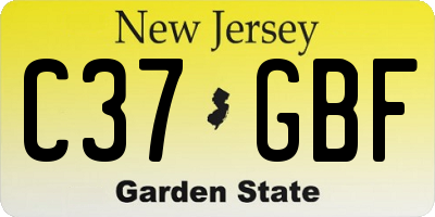 NJ license plate C37GBF