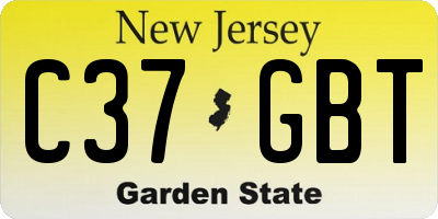 NJ license plate C37GBT