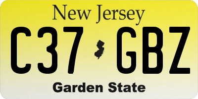 NJ license plate C37GBZ