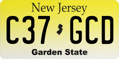 NJ license plate C37GCD
