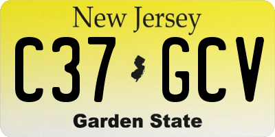 NJ license plate C37GCV