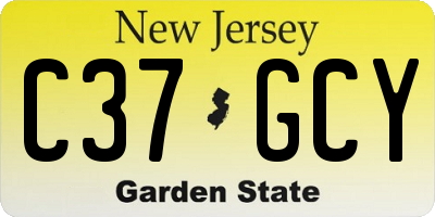 NJ license plate C37GCY