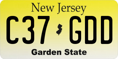 NJ license plate C37GDD