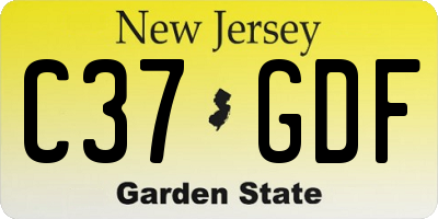 NJ license plate C37GDF