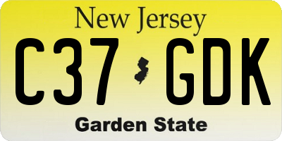 NJ license plate C37GDK