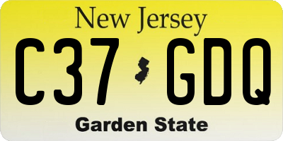 NJ license plate C37GDQ