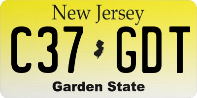 NJ license plate C37GDT