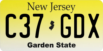 NJ license plate C37GDX