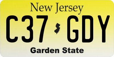 NJ license plate C37GDY
