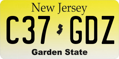 NJ license plate C37GDZ