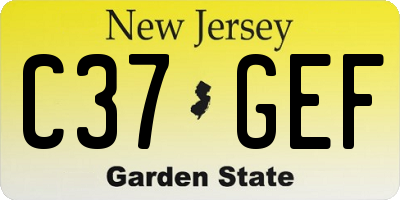 NJ license plate C37GEF