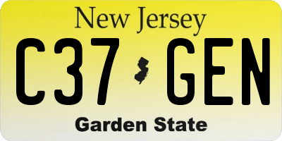 NJ license plate C37GEN