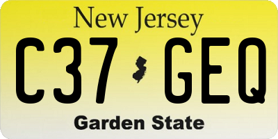 NJ license plate C37GEQ