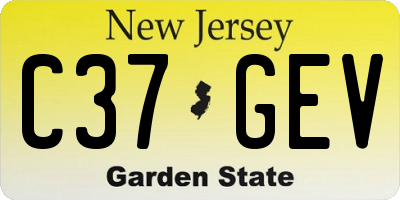 NJ license plate C37GEV