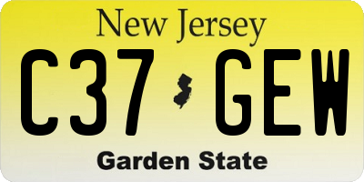 NJ license plate C37GEW