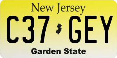 NJ license plate C37GEY