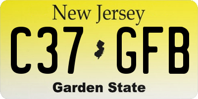 NJ license plate C37GFB