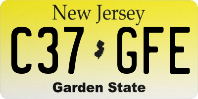 NJ license plate C37GFE