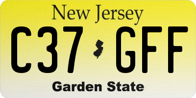 NJ license plate C37GFF