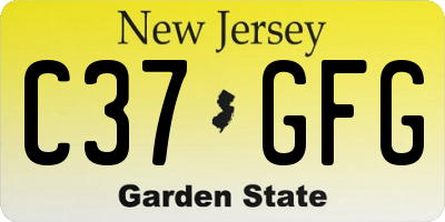 NJ license plate C37GFG