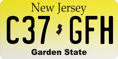 NJ license plate C37GFH