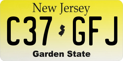 NJ license plate C37GFJ