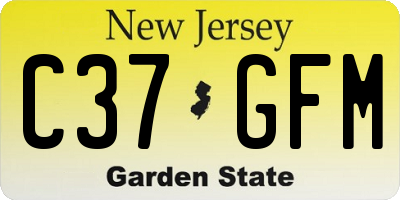 NJ license plate C37GFM