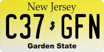 NJ license plate C37GFN