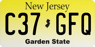 NJ license plate C37GFQ