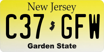 NJ license plate C37GFW