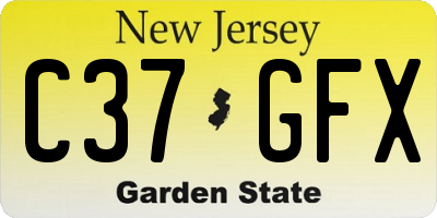 NJ license plate C37GFX