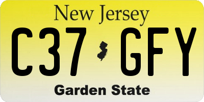 NJ license plate C37GFY
