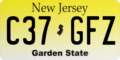NJ license plate C37GFZ