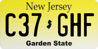 NJ license plate C37GHF