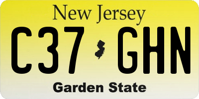 NJ license plate C37GHN