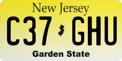 NJ license plate C37GHU