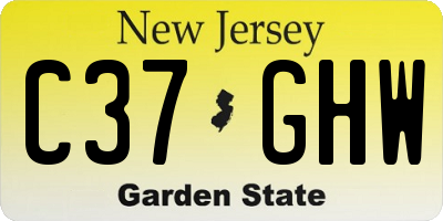 NJ license plate C37GHW