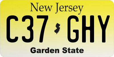 NJ license plate C37GHY