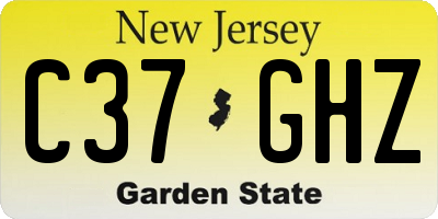 NJ license plate C37GHZ