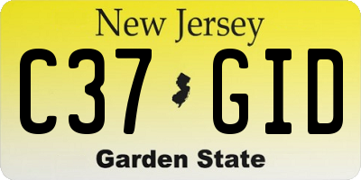 NJ license plate C37GID