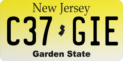 NJ license plate C37GIE